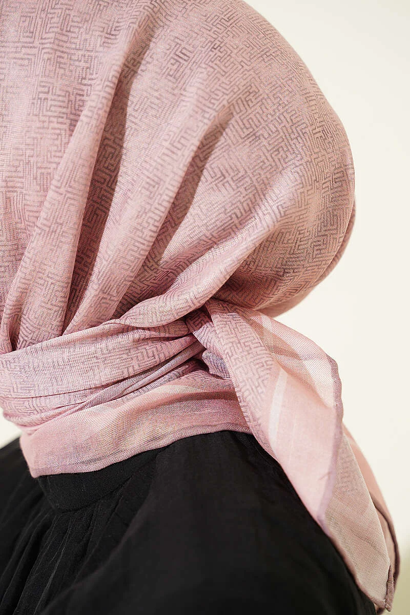 Striped Patterned Scarf Powder Pink - Afbeelding 4