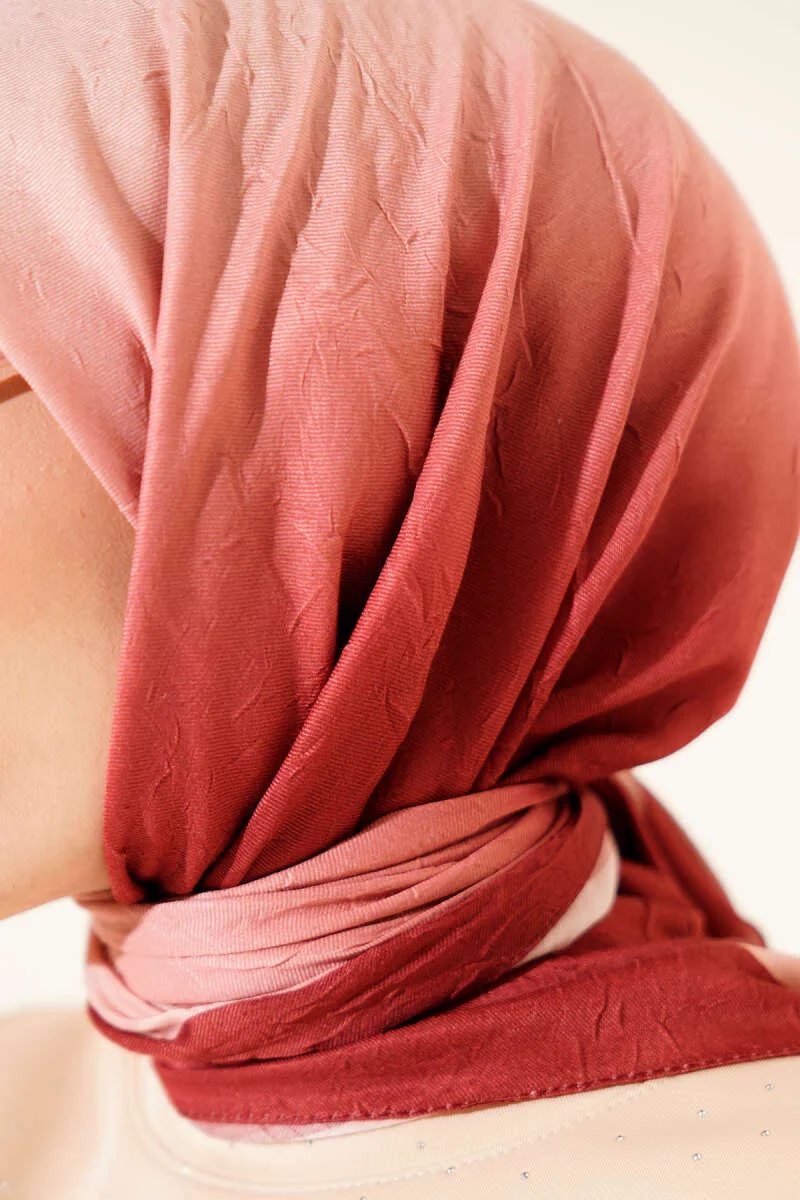 Striped Bamboo Crinkle Scarf Burgundy - immagine 4
