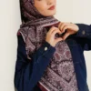 Ethnic Patterned Stripe Transition Scarf Brown