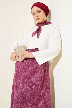 Vue alternative de Ethnic Patterned Scarf and Skirt Two-Piece Set Burgundy