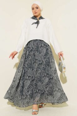 Ethnic Patterned Scarf and Skirt Two-Piece Set
