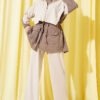 Hooded Two-Piece Set with Zipper Detail Stone