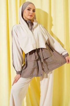 Alternative Ansicht von Hooded Two-Piece Set with Zipper Detail Stone
