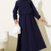 Zipper Pocket Covered Skirt Twin Set Navy Blue - Afbeelding 2