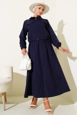 Alternative view of Zipper Pocket Covered Skirt Twin Set Navy Blue