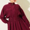 Zippered Waist Gathered Skirt Set Burgundy - Image 2