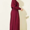 Zippered Waist Gathered Skirt Set Burgundy - Image 3