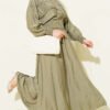 Ethnic Patterned Skirt Set with Scarf Khaki – Image 5