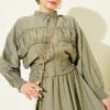 Zippered Waist Gathered Skirt Set Khaki - Image 2