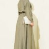 Zippered Waist Gathered Skirt Set Khaki - Image 3