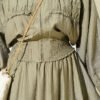 Zippered Waist Gathered Skirt Set Khaki - Image 4