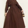 Belted Paisley Pattern Skirt Set Brown - immagine 5
