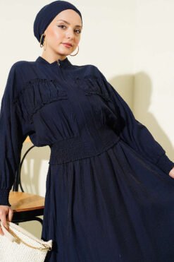 Alternatieve weergave van Zippered Waist Gathered Skirt Set Navy Blue