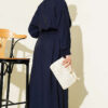 ⁦Zippered Waist Gathered Skirt Set Navy Blue⁩ - الصورة ⁦3⁩
