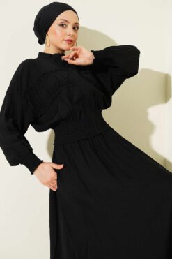 Alternatieve weergave van Zippered Waist Gathered Skirt Set Black
