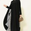 Abaya with Mesh Detail Black