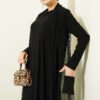 ⁦Abaya with Mesh Detail Black⁩ - الصورة ⁦2⁩