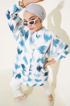 Brush Patterned Cuff Shirt Mint