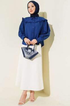 Alternative Ansicht von Ruffled Detail Short Shirt Navy Blue