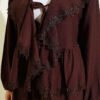 Ruffled Lace Tie-Up Two-Piece Set Brown – Image 4