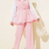 Ruffled Lace Vest Two-Piece Set Pink