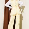 Ruffled Lace Vest Two-Piece Set Yellow