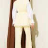 Ruffled Lace Vest Two-Piece Set Yellow wholesale clothing set view 3 - Hicabistan Turkey factory