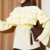 Ruffled Tie Waist Tunic Yellow