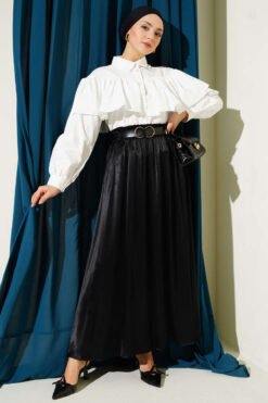 Vista alternativa de Ruffled Cape Detailed Short Shirt Ecru