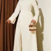 Linen Two-Piece Set with Fisto Detail and Wide Sleeves Beige - Image 5