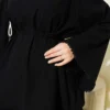 Linen Two-Piece Set with Fisto Detail and Wide Sleeves Black – Bild 4