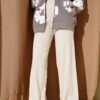 Ribbed Wide Leg Knit Pants Beige