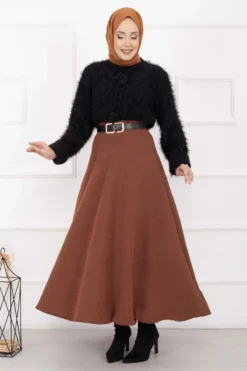 Ribbed Mevlana Skirt Tan