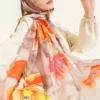 ⁦Floral Patterned Shawl Beige⁩ - الصورة ⁦6⁩