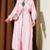 Zipped Modal Long Tunic Set with Scarf Pink