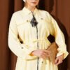 ⁦Zipped Modal Long Tunic Set with Scarf Yellow⁩ - الصورة ⁦2⁩