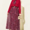 Zippered Waist Gathered Skirt Set Burgundy - Image 5