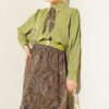 Fularlı Retro Pattern Chiffon Skirt Set - Image 2
