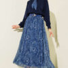 ⁦Zippered Waist Gathered Skirt Set Navy Blue⁩ - الصورة ⁦5⁩