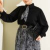 Belted Pleated Skirt Two-Piece Set Black – Bild 6
