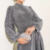 Silver Buckle Glittering Stone Evening Dress – Image 2