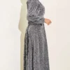 Silver Buckle Glittering Stone Evening Dress – Image 3