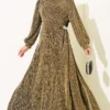 Silver Buckle Glittering Stone Evening Dress – Image 9