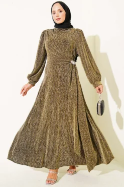 Silver Buckle Glittering Stone Evening Dress