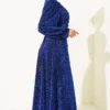 Silver Buckle Glittering Stone Evening Dress – Image 3
