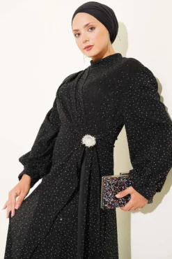 Alternative Ansicht von Silver Buckle Glittering Stone Evening Dress Black