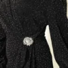 Silver Buckle Glittering Stone Evening Dress Black – Image 4