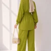 Shirt Collar Waist Tunic Two-Piece Set - Imagen 3