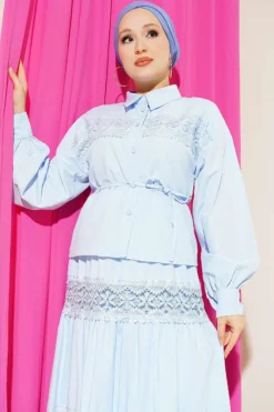 Alternative view of Lace Detailed Skirted Two-Piece Set Blue