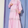 Lace Detailed Skirted Two-Piece Set Pink